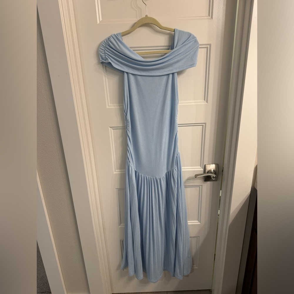 Lioness Off-Shoulder Light Blue Maxi Dress **HEMMED**- Medium - Picture 5 of 6